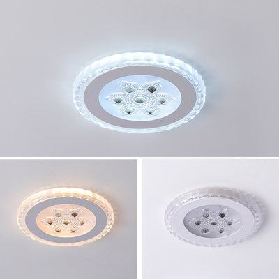 Contemporary Creative Square Round Flower Iron Resin LED Flush Mount Ceiling Light For Bedroom