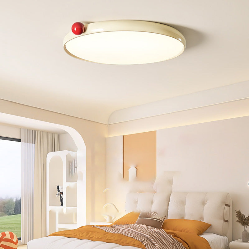 Modern Minimalist Round Small Beans Iron PVC LED Flush Mount Ceiling Light For Living Room