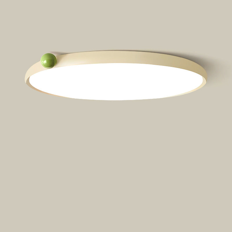 Modern Minimalist Round Small Beans Iron PVC LED Flush Mount Ceiling Light For Living Room