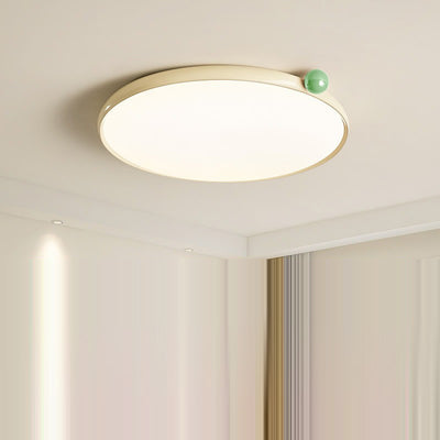 Modern Minimalist Round Small Beans Iron PVC LED Flush Mount Ceiling Light For Living Room