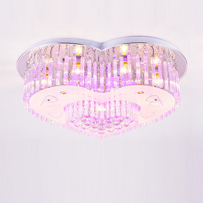 Contemporary Creative Romantic Love Heart Shape Crystal Glass 7-Light Semi-Flush Mount Ceiling Light For Living Room