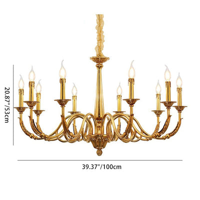 Traditional European Copper Candlestick 6/8/10-Light Chandeliers For Living Room