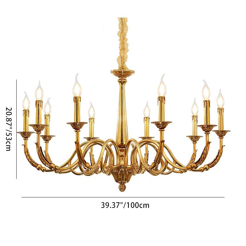 Traditional European Copper Candlestick 6/8/10-Light Chandeliers For Living Room