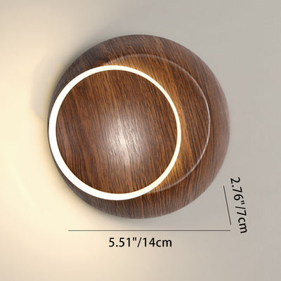 Contemporary Creative Rotatable Moon Shadow Round Wood Grain Iron Aluminum LED Kids Wall Sconce Lamp For Bedroom