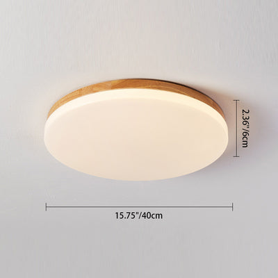 Modern Minimalist Round Wood Acrylic LED Flush Mount Ceiling Light For Living Room