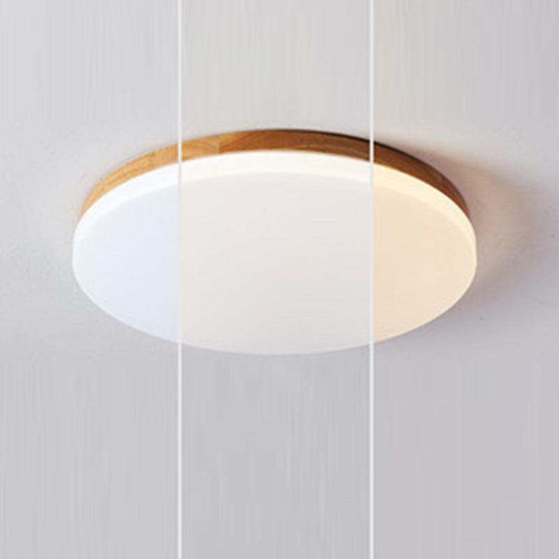 Modern Minimalist Round Wood Acrylic LED Flush Mount Ceiling Light For Living Room