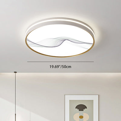 Traditional Chinese Round Square Rectangle Lotus Line Iron Acrylic Aluminum LED Flush Mount Ceiling Light For Living Room