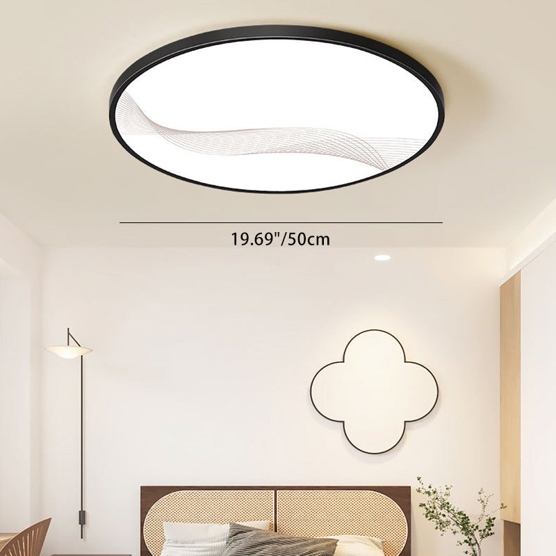 Modern Minimalist Round Square Rectangle Line Iron Frame Acrylic Shade LED Flush Mount Ceiling Light For Living Room