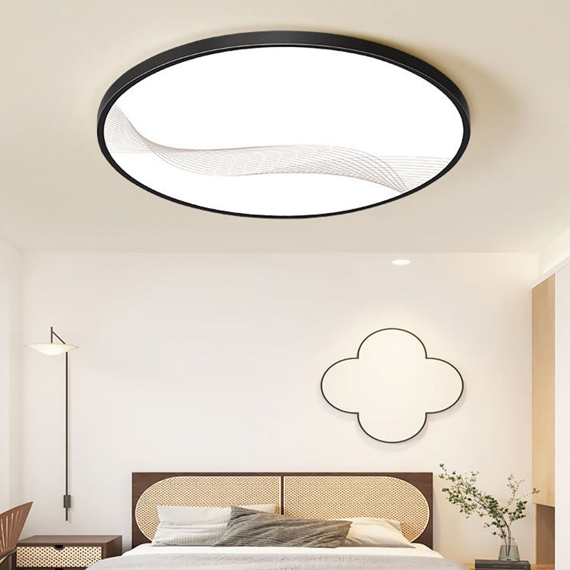 Modern Minimalist Round Square Rectangle Line Iron Frame Acrylic Shade LED Flush Mount Ceiling Light For Living Room