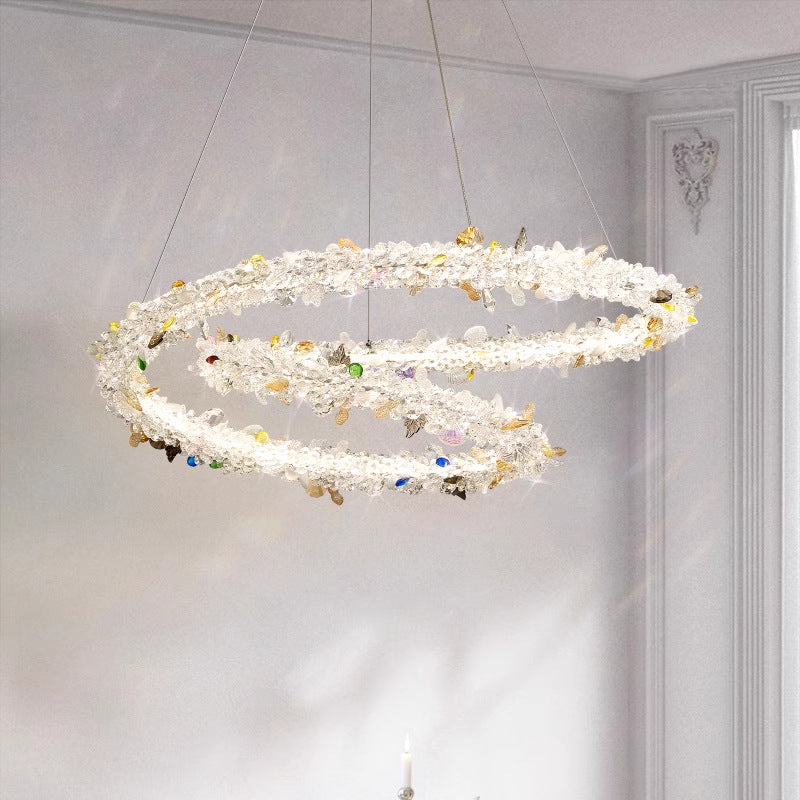 Moderne Luxus Runde Kristall Ring Form Hardware LED Kronleuchter Für Wohnzimmer 