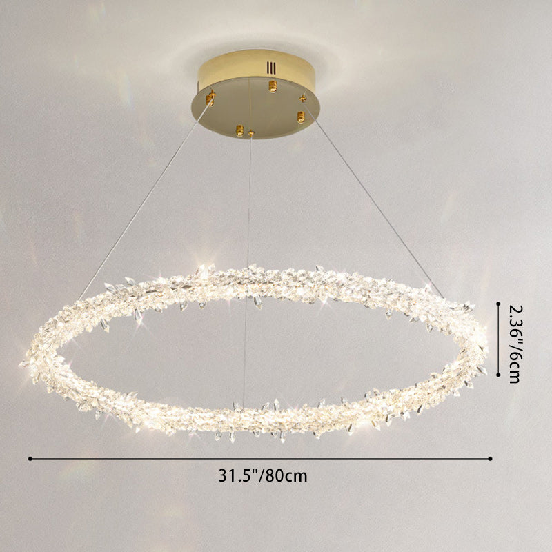 Moderne Luxus Runde Kristall Ring Form Hardware LED Kronleuchter Für Wohnzimmer 