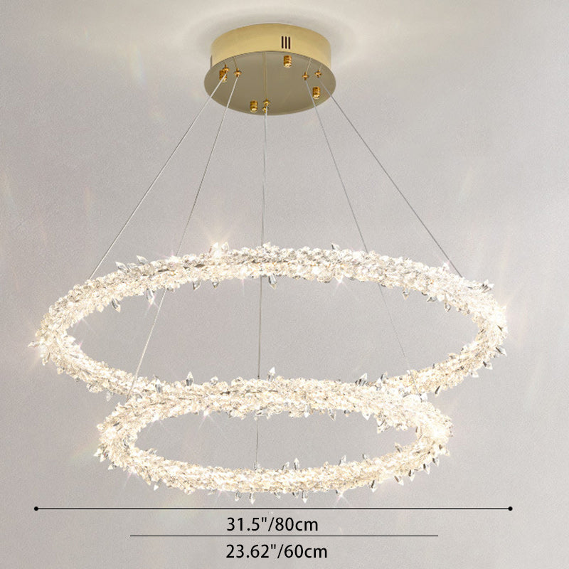 Moderne Luxus Runde Kristall Ring Form Hardware LED Kronleuchter Für Wohnzimmer 