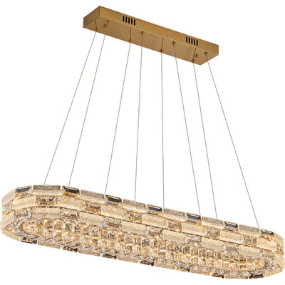 Contemporary Luxury Oval Stainless Steel Crystal LED Island Light Chandelier For Dining Room