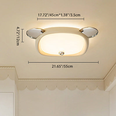 Contemporary Creative Kids Bear Iron Stainless Steel Resin Acrylic LED Flush Mount Ceiling Light For Bedroom