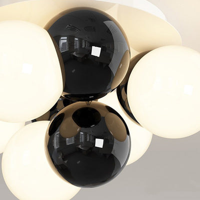 Zeitgenössische nordische Kinder Eisen Glas Ball Runde Basis 5-Licht Semi-Flush Mount Deckenleuchte für Schlafzimmer 