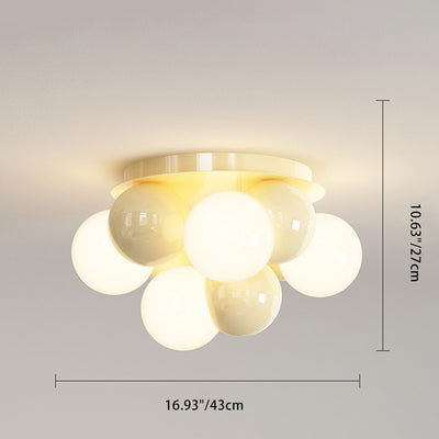 Zeitgenössische nordische Kinder Eisen Glas Ball Runde Basis 5-Licht Semi-Flush Mount Deckenleuchte für Schlafzimmer 