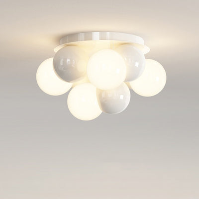 Zeitgenössische nordische Kinder Eisen Glas Ball Runde Basis 5-Licht Semi-Flush Mount Deckenleuchte für Schlafzimmer 