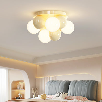 Zeitgenössische nordische Kinder Eisen Glas Ball Runde Basis 5-Licht Semi-Flush Mount Deckenleuchte für Schlafzimmer 