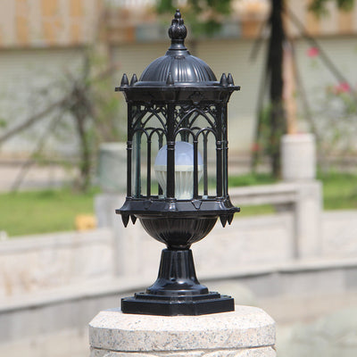 Traditional European Waterproof Column Aluminum Glass 1-Light Post Head Landscape Light For Garden