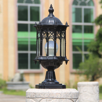 Traditional European Waterproof Column Aluminum Glass 1-Light Post Head Landscape Light For Garden