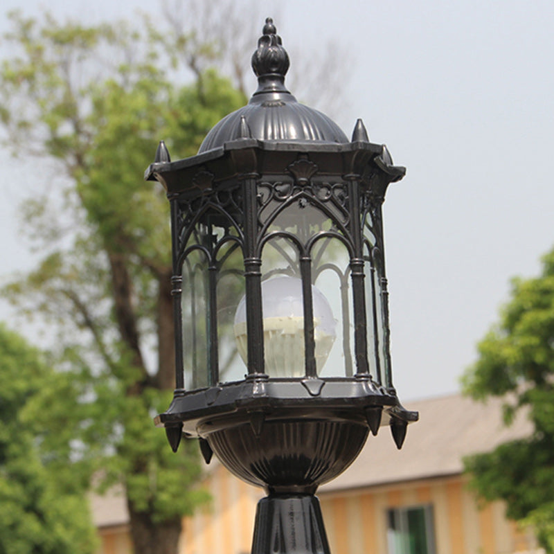 Traditional European Waterproof Column Aluminum Glass 1-Light Post Head Landscape Light For Garden