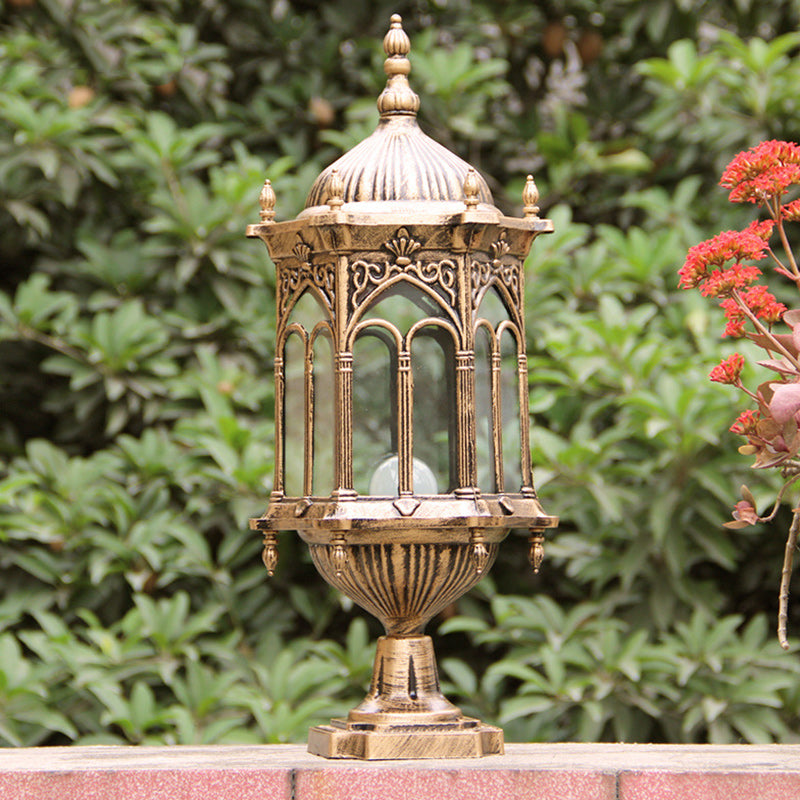 Traditional European Waterproof Column Aluminum Glass 1-Light Post Head Landscape Light For Garden