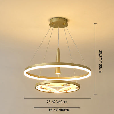 Traditional Chinese Two-Layer Round Enamel Color Acrylic Iron Spotlight LED Chandeliers For Living Room