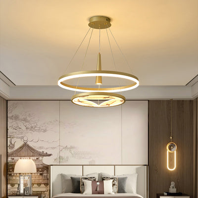 Traditional Chinese Two-Layer Round Enamel Color Acrylic Iron Spotlight LED Chandeliers For Living Room