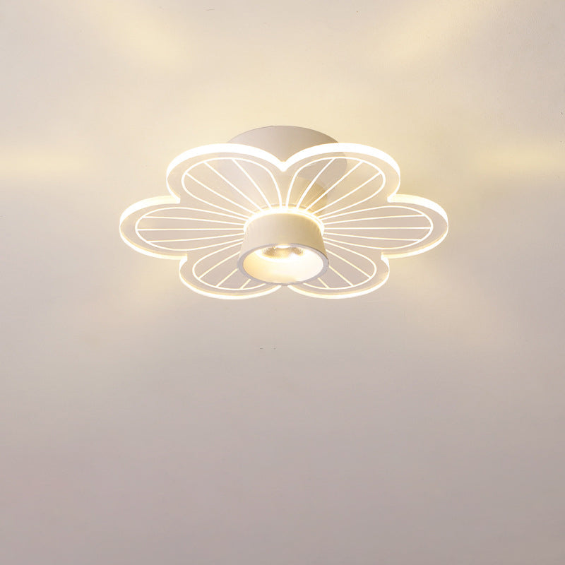 Contemporary Nordic Lotus Rose Plum Blossom Iron Acrylic LED Semi-Flush Mount Ceiling Light For Hallway