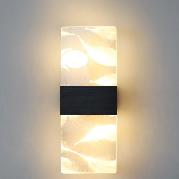 Moderne minimalistische Rechteck Feder Himmel Acryl Aluminium LED Wandleuchte Lampe für Wohnzimmer 