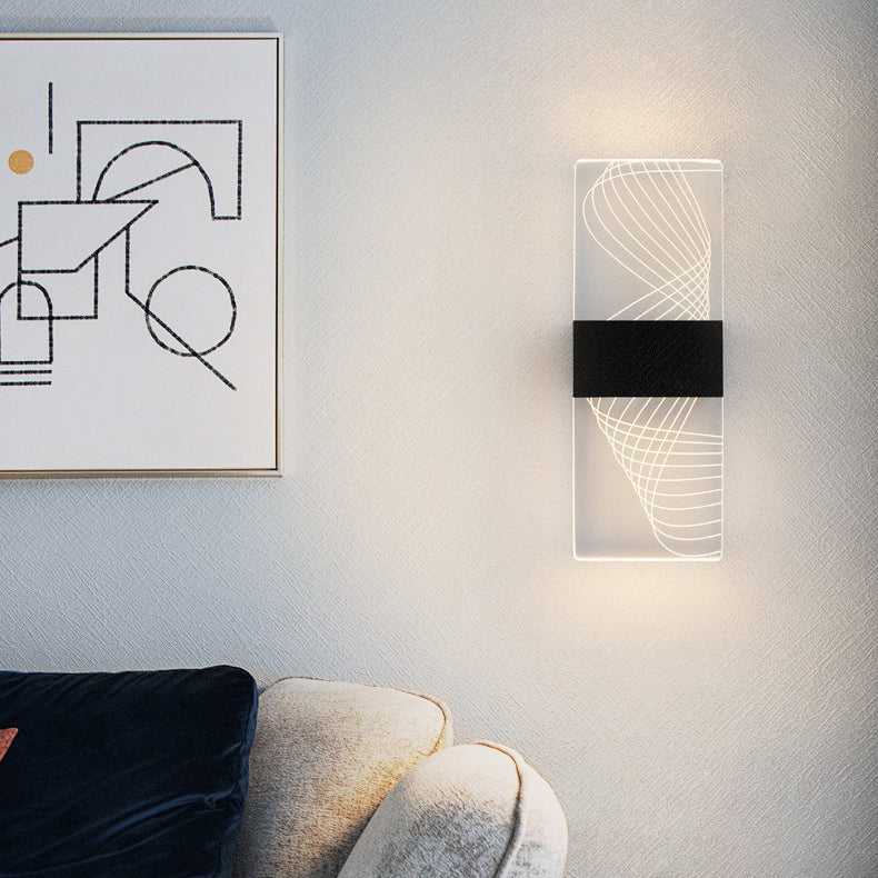 Moderne minimalistische Rechteck Feder Himmel Acryl Aluminium LED Wandleuchte Lampe für Wohnzimmer 