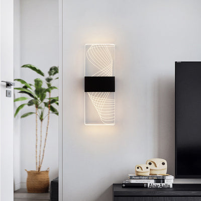 Moderne minimalistische Rechteck Feder Himmel Acryl Aluminium LED Wandleuchte Lampe für Wohnzimmer 