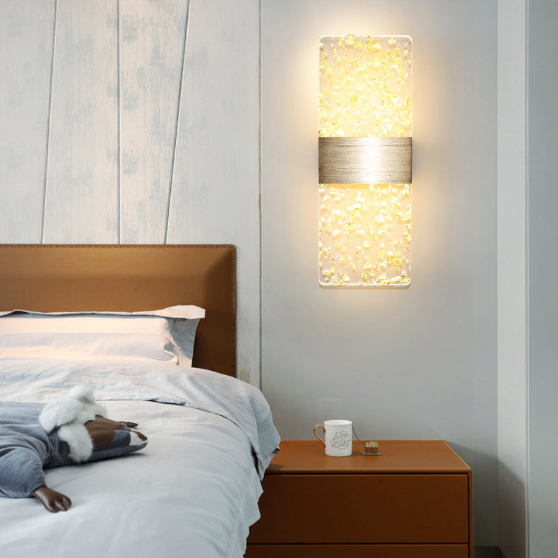 Moderne minimalistische Rechteck Feder Himmel Acryl Aluminium LED Wandleuchte Lampe für Wohnzimmer 