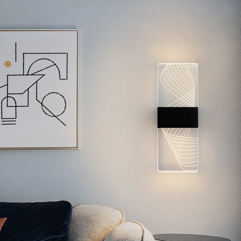 Moderne minimalistische Rechteck Feder Himmel Acryl Aluminium LED Wandleuchte Lampe für Wohnzimmer 