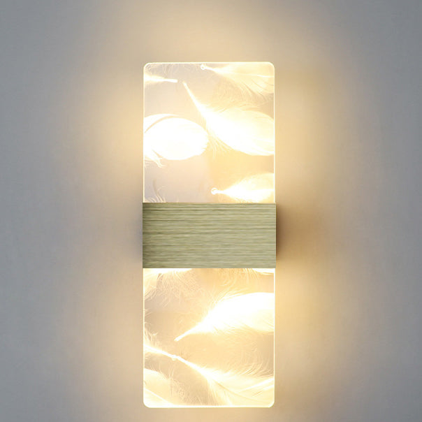 Moderne minimalistische Rechteck Feder Himmel Acryl Aluminium LED Wandleuchte Lampe für Wohnzimmer 