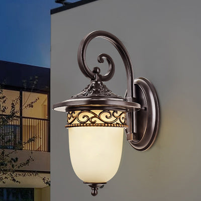 Zeitgenössische Retro-Wandleuchte mit wasserdichter Uhr zum Aufhängen, Blumenzweig-Muster, Aluminiumglas, 1-flammig, für die Terrasse im Freien 