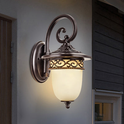 Zeitgenössische Retro-Wandleuchte mit wasserdichter Uhr zum Aufhängen, Blumenzweig-Muster, Aluminiumglas, 1-flammig, für die Terrasse im Freien 