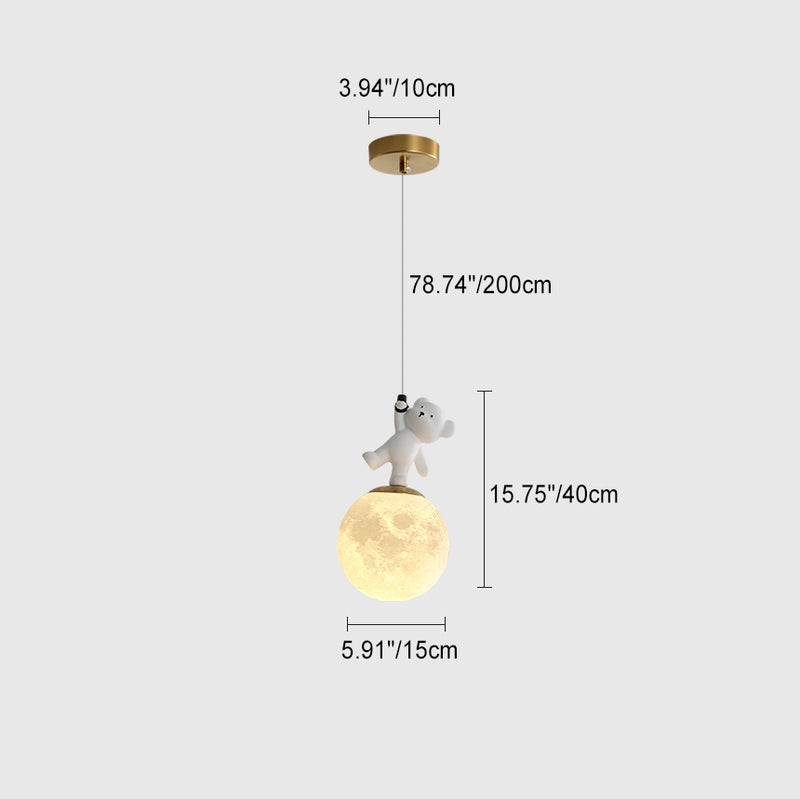 Zeitgenössische kreative Kinder Cartoon Harz Bär PLA Schatten LED Pendelleuchte für Schlafzimmer 