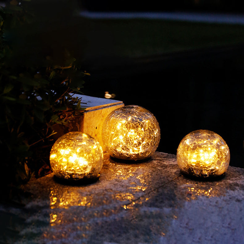 Modern Simplicity Solar Waterproof Cracked Glass Ball ABS LED Landscape Lighting Outdoor Light For Garden