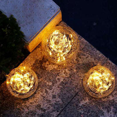 Modern Simplicity Solar Waterproof Cracked Glass Ball ABS LED Landscape Lighting Outdoor Light For Garden