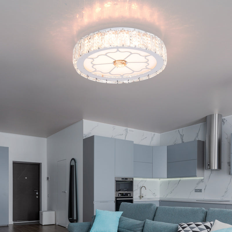 Moderne Luxus Runde Aluminium Kristall LED Unterputz Deckenleuchte Für Wohnzimmer 