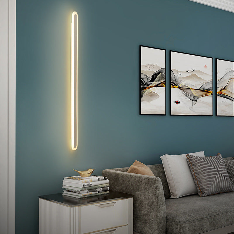 Moderne minimalistische Rechteck lange Linie Eisen Acryl LED Wandleuchte Lampe für Wohnzimmer 