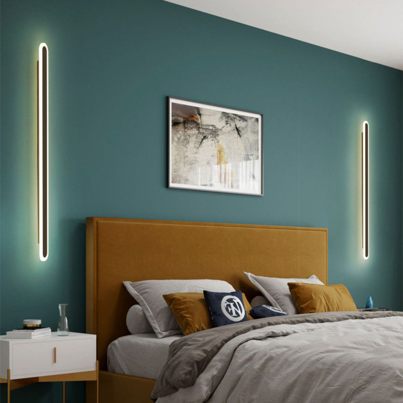 Moderne minimalistische Rechteck lange Linie Eisen Acryl LED Wandleuchte Lampe für Wohnzimmer 