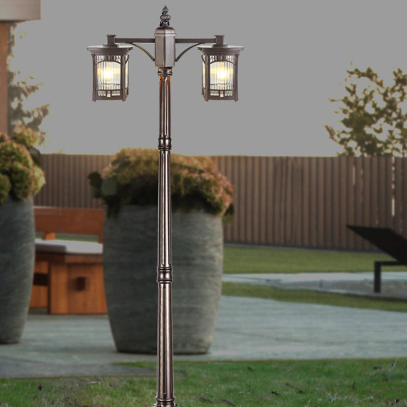 Modern Minimalist Waterproof Column Frosted Transparent Glass Aluminum 1-Light Post Head Landscape Light For Garden