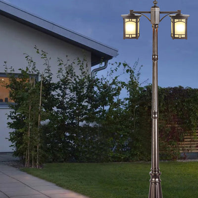 Modern Minimalist Waterproof Column Frosted Transparent Glass Aluminum 1-Light Post Head Landscape Light For Garden