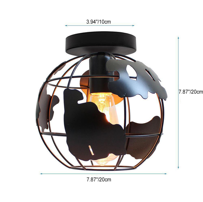 Contemporary Creative Kids Globe Map Shape Iron 1-Light Semi-Flush Mount Ceiling Light Kids Light For Bedroom