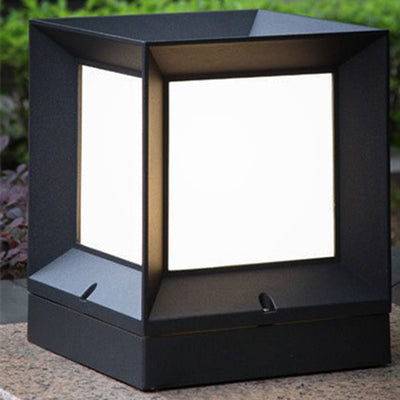 Modern Minimalist Waterproof Square-Shaped Aluminum Acrylic 1-Light Outdoor Post Light For Garden