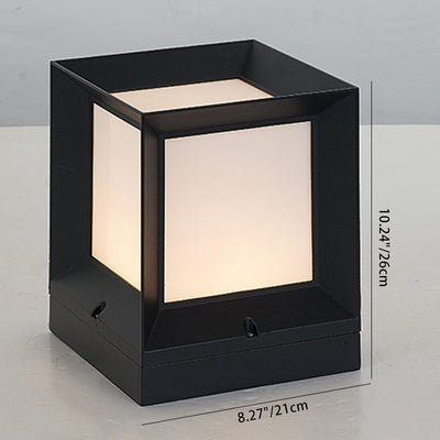 Modern Minimalist Waterproof Square-Shaped Aluminum Acrylic 1-Light Outdoor Post Light For Garden