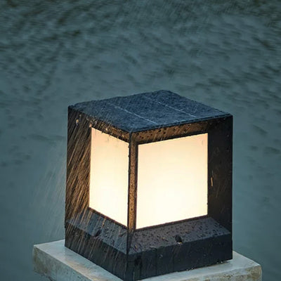 Modern Minimalist Solar Waterproof Square-Shaped Aluminum Acrylic LED Outdoor Post Light For Garden