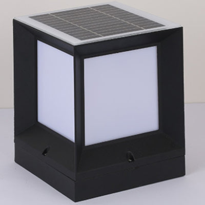 Modern Minimalist Solar Waterproof Square-Shaped Aluminum Acrylic LED Outdoor Post Light For Garden